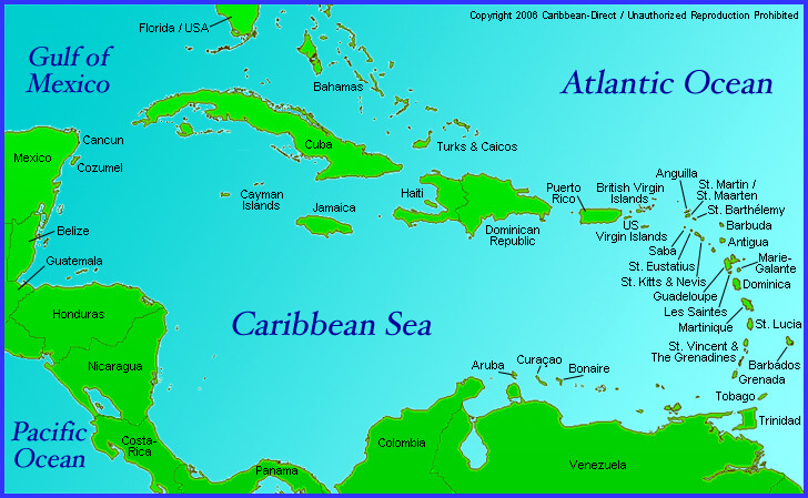 karibik meer antigua und barbuda karte